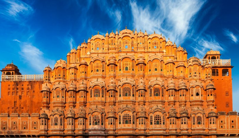 Famous Rajasthan Indian landmark - Hawa Mahal palace (Palace of the Winds), Jaipur, Rajasthan, India